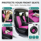 FH Group Automotive Front Car Seat Covers for SUV, Trucks, Sedan and More - Universal Fit Front High Back Design Interior Accessories - 3D Mesh Fabric Center Panel - Pink