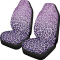 Gradient Purple Leopard Print Car Seat Cover, Design Car Seat Covers Protector, Set of 2 for Front Seats