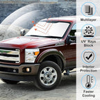 Windshield Sun Shade Custom Fit for 2008-2016 Ford F250 F350 Super Duty 2Dr Regular Cab,4Dr Super Crew Cab,Super Cab Accessories Foldable Sunshade Keep Car Cooler