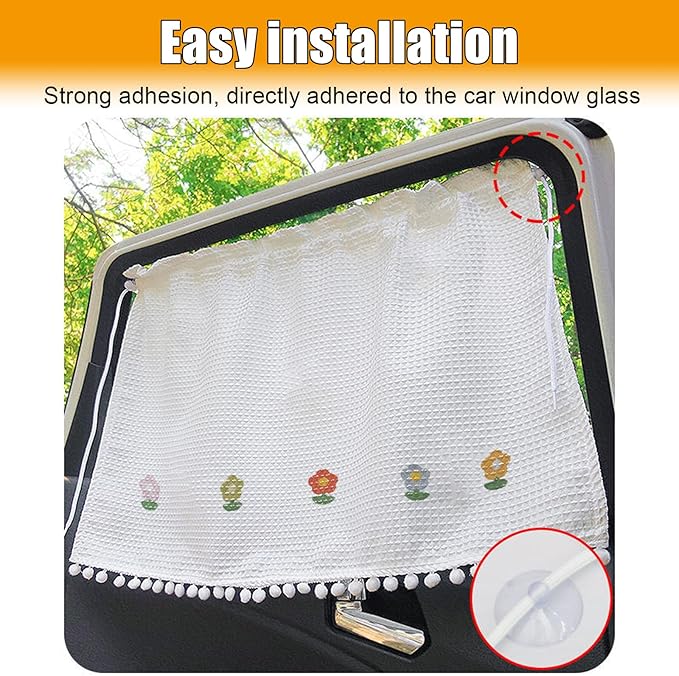 Car Side Window Sun Shade Privacy Curtain for Baby - Blackout UV Protection Car Window Shades with Suction Cup for Back Seat - Cute Auto Camping Windows Screen Shades (Five Sunflowers)