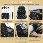 PetsHome Dog Car Seat Foldable Dog Car Booster Seat Waterproof Breathable Oxford Travel Bag for Small to Medium Dogs, Puppies, and Pets-Footprint Black