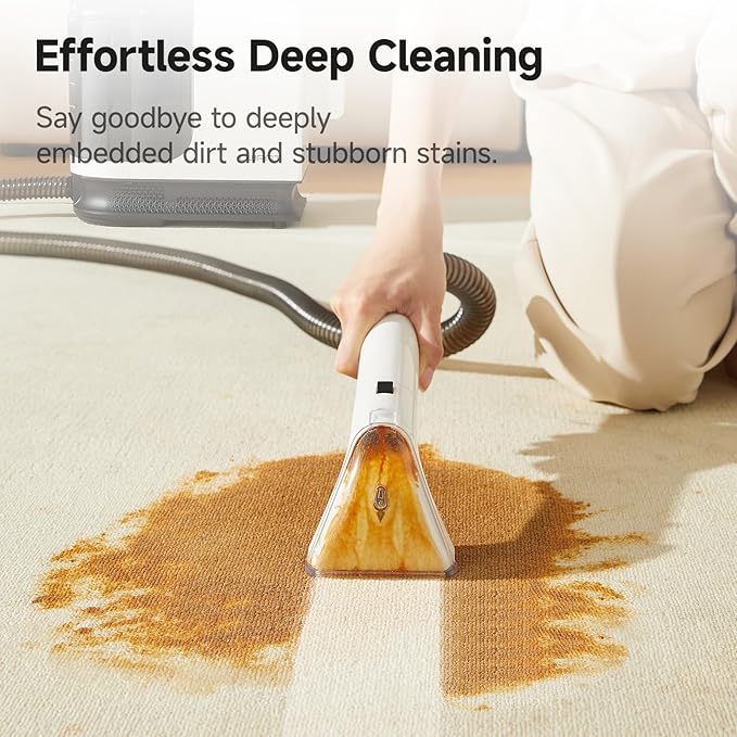 Uwant Carpet Cleaner Machine 18Kpa Powerful Suction, Portable Carpet Cleaner for Pet Stains with Cleaning Tools&Solution Self-Cleaning Upholstery Cleaner for Car, Couch, Rug, Spot (White)