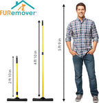 FURemover Original Pet Hair Rubber Broom with Squeegee, with 58" Telescopic Handle for Carpet, Tile and Hardwood