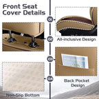 Truck Seat Covers for Ford F150 2009-2026, Waterproof Premium Leather Full Coverage Car Seat Cover, Muscle Sport Style Auto Interior Seat Cover Sets (Full Set/Brown Coffee)