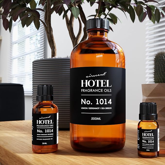 AirScent Hotel Diffuser Oil No. 1014 - The Iconic 5-Star Hotel Coastal Blend - Lemon Bergamot Sea Breeze - 30 mL Fragrance Oil for Ultrasonic and Waterless Diffusers and Crafting