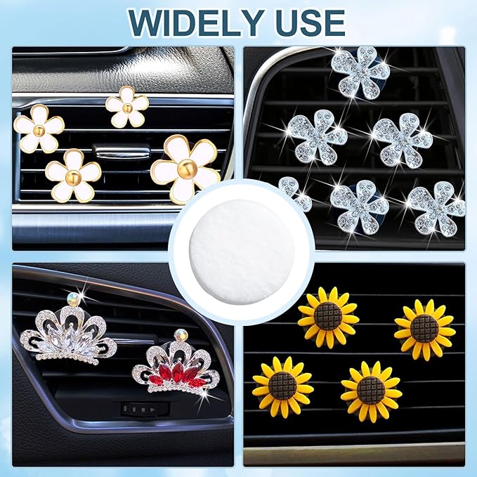 40Pcs Car Air Freshener Refill Felt Pads, 17.5MM/0.7inch Unscented White Air Freshener Replacement Pads Oil Perfumes Refill Tablets for Car Air Freshener Vent Clips Car Diffusers
