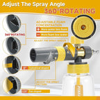 Foam Cannon Gun Dual Connector Accessory for Pressure Washer, Double Tip Attachment Soap Cannon with Power Washer Short Gun, Car Wash Foam Gun Kit, 1/4" Quick Connect, 5 Nozzle Tips