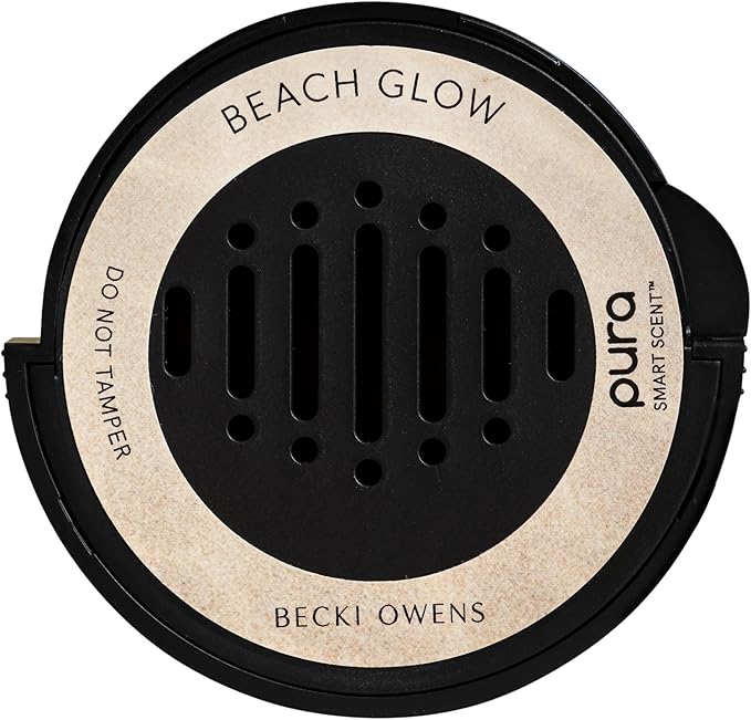 Pura and Becki Owens - Car Scent Refill for Diffusers - Premium Fragrance for Smart Diffuser - Long-Lasting Spring & Summer Car Accessory - Up to 30 Days of Scent - Beach Glow