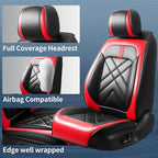 CX-5 Car Seat Covers Custom Fit for Mazda CX-5 2013-2025 2026, Full Coverage Leather Waterproof Breathable Seat Covers, Automotive Seat Protectors, Airbag Compatible(2 Front Seats, Red & Black)