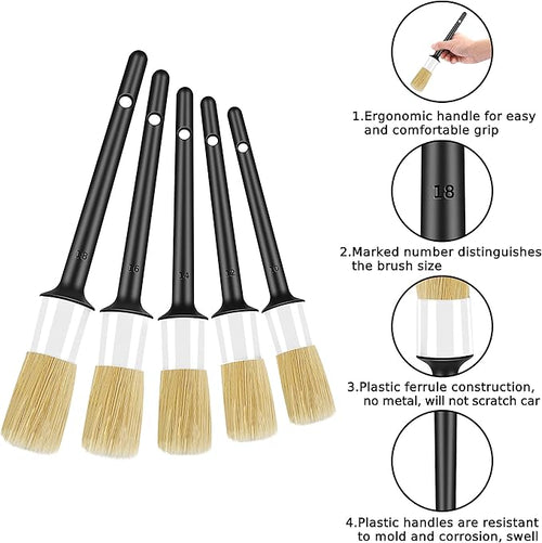 10pcs Car Detailing Kit, Premium Detailing Brush Set Includes 5 Soft Car Detailing Brushes, 3 Wire Brush, 2 Air Vent Brush for Cleaning Car Interior and Exterior Detailing, White
