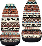 ELEQIN Aztec Horse Yak Car Seat Covers, Front Car Seat Cushion, 2 PCS Canvas Auto Cushion Protector Universal Fit Most Cars, Automotive Interior Decor