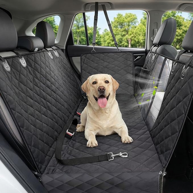 Victoper Dog Car Seat Cover, Heavy Durable Dog Seat Cover for Back Seat, 100% Waterproof Scratch Proof Nonslip Dog Hammock for Car with Side Flap, Pet Back Seat Covers Large 60" W x 64" L