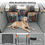 HOTEAGLE Car seat Cover for 2 Dogs, 100% Waterproof Scratch Proof Nonslip Dog car seat Cover for Back seat, Dog Hammock for car Hard Bottom Holds 400lbs, Standard（ Grey）