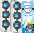 Febreze Car Odor-Fighting Car Freshener Vent Clip Linen & Sky, 0.06 fl oz, 3 Ct Pack of 2