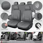 CAR PASS Nappa Leather Seat Covers Full Set, 3D Foam Faux Leather Car Seat Covers with Lumbar Support, Water Resistant Grey Seat Covers Car seat Cover Universal Fit for Cars SUV Truck Vehicles, Gray