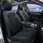 Coverado Front Seat Covers, Leather Car Seat Covers, Black Seat Covers for Cars, Car Seat Protector Cushions Universal Fit for Most Cars & SUV Trucks(Black)