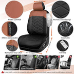 CAR PASS Nappa Leather Waterproof Car Seat Covers Two Front, 3D Foam Automotive Seat Covers with Memory Foam, Universal Fit for Cars SUV Truck Sedan, Airbag Compatible, Black Brown