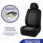 Skechers Memory Foam Seat Covers,Thick Cool Touch Fabric Seat Covers,Front Seat Covers Airbag Compatible,Automotive Comfort Protection for Most Cars,Vans,Trucks,SUV,Floor Grey