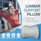 Classic Memory Foam Lumbar Cushion Provides Excellent Back Support and Pain Relief - Back Cushion for Driving, Chair Support for Car-Office Chair, Wheelchair - Classic Gray