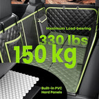Back Seat Extender for Dogs 57 * 28.7 in, Waterproof Leather Fabric Dog Car Seat Cover for Back Seat, Foldable in the Car, Hard PVC Panels Bottom Support to 330 lbs, Full Coverage for Full Size Truck