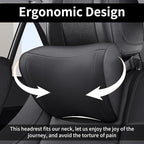 Car Headrest Pillow 100% Memory Foam, Breathable Removable Leather Cover, Premium Seat Support Head Neck Cushion for Driving Travel Home Office, Black, 1 Pack
