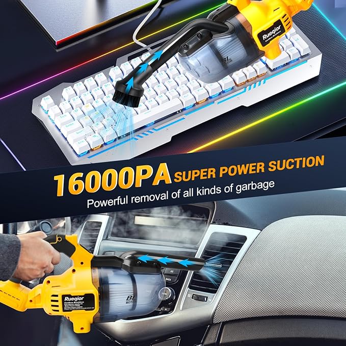 Cordless Vacuum Compatible with DeWalt 20V Battery, 5 in 1 Brushless Vacuum Cleaner with 50KPA 500W Powerful Motor, 50 CFM Portable Hand Vacuum for Home Wood Floor, Carpet, Car (Battery Not Included)
