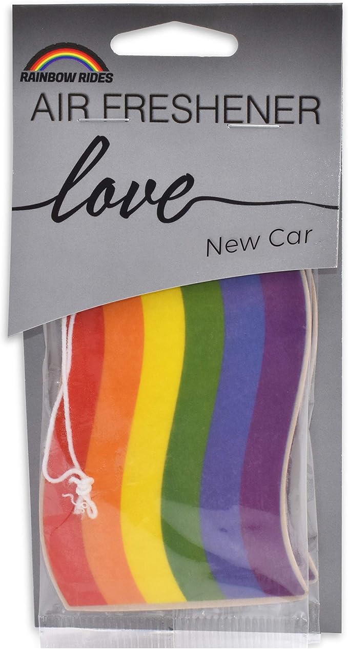 Rainbow Rides Pride Wavy Flag Automotive Air Fresheners for Vehicles | New Car Scent (12-Pack) | Made in the USA