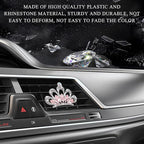2 PCS Bling Car Air Vent Clips, Crystal Rhinestone Crown Vent Decorative Air Freshener Clips, Sparkly Diamond A/C Outlet Aroma Diffuser Clip for Vehicles, Car Accessories (Pink)