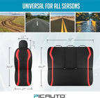 PIC AUTO Leather Car Seat Covers, Premium Automotive Waterproof Front & Rear Full Set Bucket Car Seat Protectors, Black and Red PVC Patchwork, Fits for Cars, Trucks, Van, SUV, Airbag Compatible