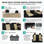 FH Group Automotive Rear Car Seat Covers for SUV, Trucks, Sedan and More - Universal Fit Rear Solid Bench Design Interior Accessories - 3D Mesh Fabric Center Panel - Beige