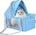 BurgeonNest Top-Expandable Large Cat Carrier, Soft Sided Cat Bag Carrier for Medium Large Pet Up to 15 lbs, Upgraded Small Dog Car Seat, Puppy Travel Bag with Semi-Open Canopy, Blue