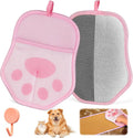 Reusable Pet Hair Removal Gloves, Suitable for Removing Pet Hair from Clothing, Sofas, Carpets, and Car Seats, 1 Pcs with Hanging Hooks, Size 9.8 x 7.87 x 0.5 in (Pink)
