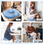 Donut Pillow Seat Cushion - Cooling Gel Outdoor Chair Cushions, Memory Foam Cushion for Office and Home, Car Seat and Patio Cushions, Hemorrhoids Pillow, Sciatica and Tailbone Pain Relief, Light Blue