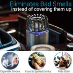 Car Air Purifier Ionizer - 12V Plug-in Ionic Anti-Microbial Car Deodorizer with Dual USB Charger - Smoke Smell, Pet and Food Odors, Allergens, Viruses Eliminator for Car (Matte Silver)
