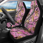 KEIAHUAN Camo Hunting Car Accessories Auto Front and Rear Seat Covers Fit Most Vehicle Truck,SUV, reathable Elastic Front Saddle Blanket Rear Split Bench Protection Cover, Pink