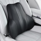 Coverado Lumbar Support Pillow for Car, Ergonomic Memory Foam Back Pillow for Office Chair, New Back Cushion for Pain Relief, PU Leather Car Lumbar Support for Driving Seat Black