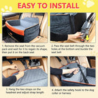 PetsHome Dog Car Seat for Medium Large Dogs, Detachable Washable Pet Booster Seat with Memory Foam Cushion, Side Pockets, 2 Clip-On Safety Leashes Pet Car Seat for Dog Up to 60 lbs/2 Small Dogs-Black