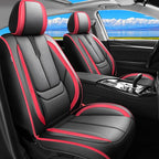 Fit Kona Car Seat Covers for Hyundai Kona 2018-2024 2025 2026 -Upgraded Premium Waterproof & Breathable Leather,Airbag Compatible,All-Weather Seat Cushion Protector,2 Front/Black-Red