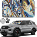 Autoamerics 1-Piece Windshield Sun Shade - Chrome Liquid Foldable Car Front Window Sunshade for Cars SUV Truck - Heat Blocker Visor Protector Blocks Max UV Rays and Keeps Your Vehicle Cool - Medium