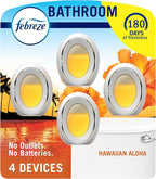 Febreze Bathroom Air Freshener, Odor-Fighting, Plug In Alternative, Air Fresheners for Home and Bathroom and Kitchen, Closet Air Fresheners, Hawaiian Aloha Scent, 4 Count