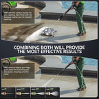 14" Pressure Washer Surface Cleaner 4500 PSI with 304 Industrial-grade Stainless Steel Housing,1/4” Quick Plug, 4 Universal Wheels, 2 x 15" Extended Wands, 2 Replacement Nozzles, 4 Spray Nozzle Tips