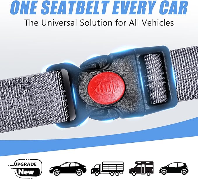 2 in 1 Chew Proof Dog Seat Belt for Car, Heavy Duty Steel Cable Car Harness & Headrest Restraint for Medium & Large Dogs Chewer