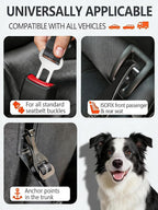 Dog Seat Belt for Car, 3-in-1 Adjustable Dog Seat Belt with Carabiner, Latch & Buckle, Heavy Duty Dog Car Harness Tether with Bungee Buffer, Pet Safety Restraint for Small Medium Large Dogs