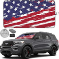 Autoamerics 1-Piece Windshield Sun Shade USA Art Flag - 2 American Design - Foldable Car Front Window Sunshade for Most Sedans SUV Truck - Blocks Max UV Rays and Keeps Your Vehicle Cool - Medium