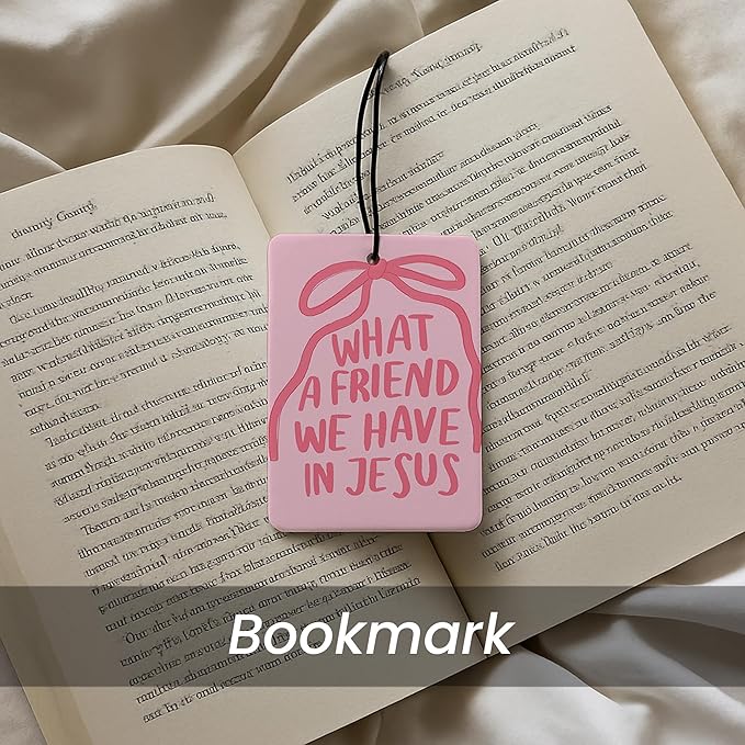 Preppy Pink Christian Bible Car Air Freshener 4 Pcs - Coquette Bow Christian Bible John 4:19 Air Freshener Hanging Decor for Cars Closet Drawer Books, Girly Car Accessories Mirror Decor for Women