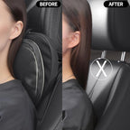 Car Headrest Pillow for Driving, Dual-Sided Leather Design Neck Pillow, Breathable Softness Neck Support, Universal Fit Head Rest Travel Pillow, Black, 2 Pack