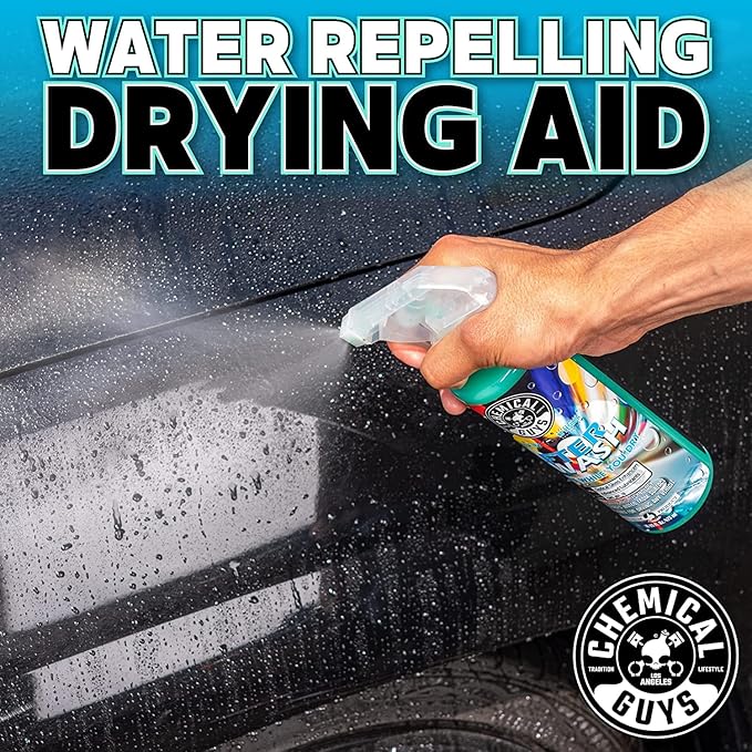 Chemical Guys CWS_101_64A Car Wash, Dry & Shine Bundle - Maxi-Suds II Foaming Car Wash Soap, 64 oz (Half Gallon), Cherry Scent + After Wash Gloss Boosting Drying Aid (16 oz) (2 Items)