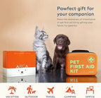 Cat & Dog First Aid Kit - High Visibility Reflective Zipper with Fluorescent Letter Print - 100 pcs with Dog Thermometer, Tick Remover Kit & Pet First Aid Kit Manual Book