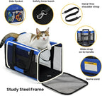 Cat Carrier Bag,Soft-Sided Pet Carriers for Dogs with 4-Sided Mesh,Airline Approved Cat Transport Carrier for Small&Medium Cats Kitten Puppy Up to 15LB,Collapsible Cat Travel Carrier-M,Blue