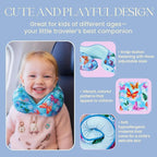 SKYTRAX® Certified Kids Safe Memory Foam Travel Neck Pillows for Kids and Toddlers Cute Cartoon Design, Car Seat & Airplane Head Neck Support, Adjustable Snap Buttons Washable Soft Cover (Butterfly)